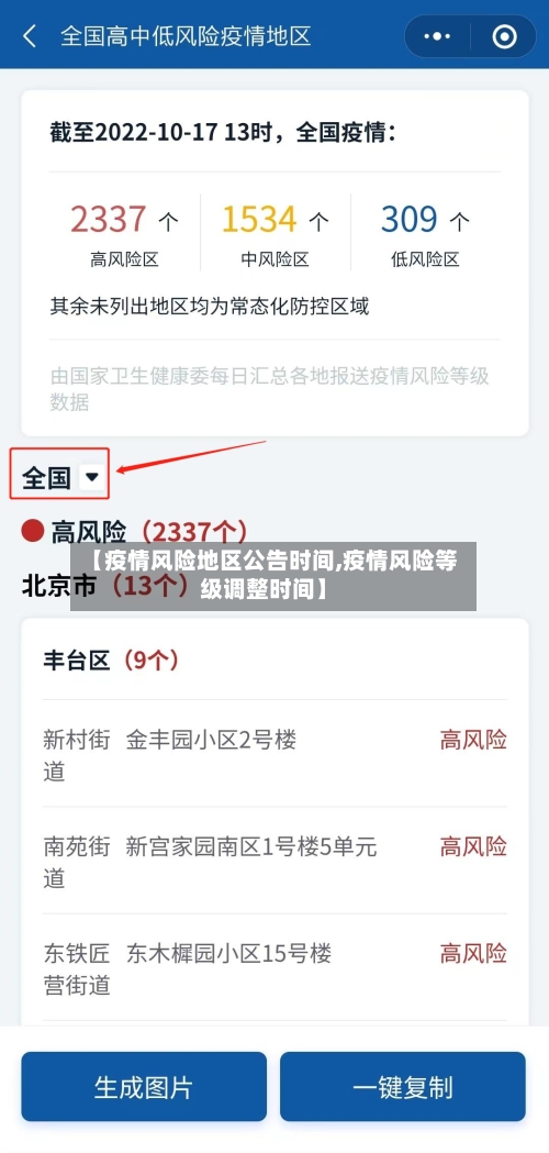 【疫情风险地区公告时间,疫情风险等级调整时间】