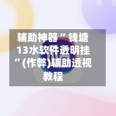辅助神器“ 钱塘13水软件透明挂”(作弊)辅助透视教程-第2张图片