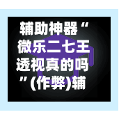 辅助神器“ 微乐二七王透视真的吗”(作弊)辅助透视教程-第2张图片