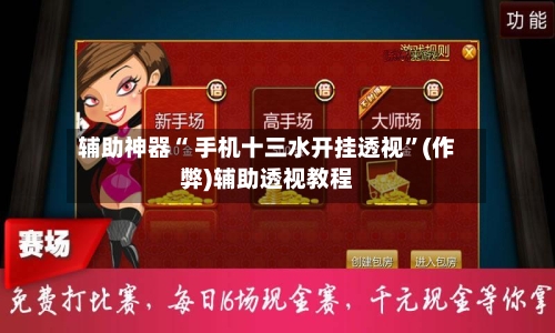 辅助神器“ 手机十三水开挂透视”(作弊)辅助透视教程